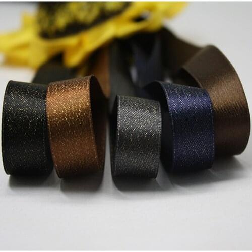 3/8 inch 9mm double face gold glitter shiny satin Ribbon Halloween festival decorative webbing 20 yards