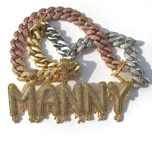 Hip hop jewelry micro inlaid zirconium letter custom name jewelry