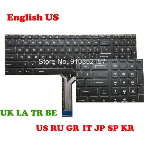 BE GR JP LA RU TR UK US Backlit Crystal Keycap Keyboard For MSI Bravo 17 A4DDK MS-17FK Turkey TR Russian NO Frame