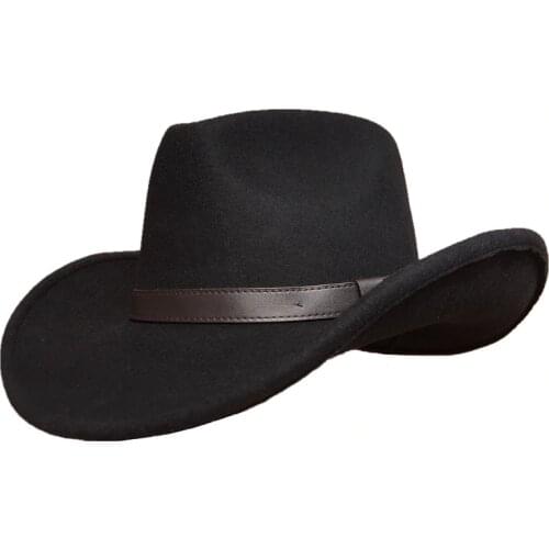 Cowboy Hat Black Wool Felt Western Hat For Men Women