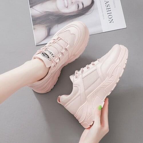 Summer Breathable Womens Shoes Fashion Solid Color Girls Sneakers Comfortable Durable Thick Bottom Fitness Shoes Running Shoes