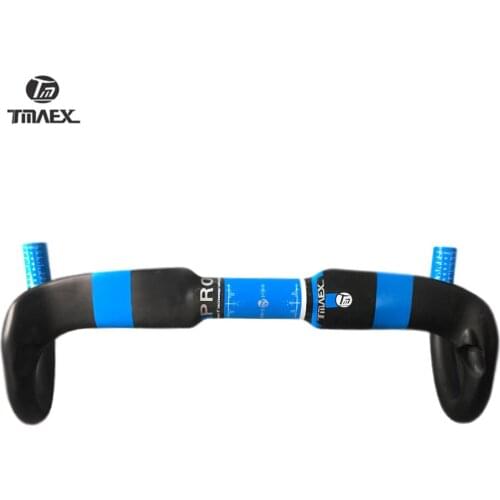 TMAEX Blue Matte Carbon Fiber Bicycle Handlebar Bent Bar Strengthen Bike Parts 31.8*400/420/440MM Canbon Handlebar Road Bike