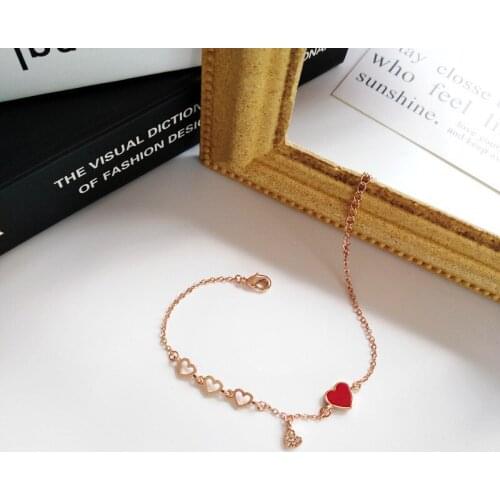 Cute Fashion Red Love Bracelets For Women Rose Gold Hand Chain Lover Jewelry