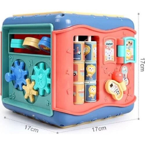Montessori wooden Multifunctional Hexahedron Toys Baby Box maze Cube Gear Clock Geometric Blocks Sorting Educational baby Toys
