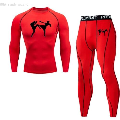 Mens clothing Winter First layer Sportswear Tracksuit set Thermal underwear Compression shirt Exercise leggings jogger set men