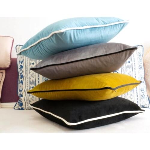 Soft Envelope Pillow Cover With Piping Velvet Cushion Cover Sofa Chair Pillowcase Without Stuffing