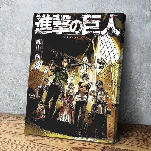 Wall Art Attack On Titan Canvas Painting HD Printed Japan Anime Pictures Home Decor Black Poster For Living Room Modular Frame