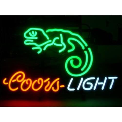NEON SIGN For COORS LIGHT CHAMELEON Signboard REAL GLASS BEER BAR PUB display Restaurant Shop outdoor Light Signs 17*14"