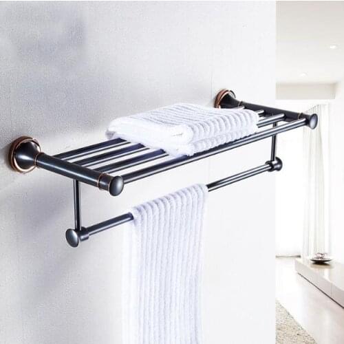 New luxury High quality wall mount brass ORB finish,Bathroom Accessories towel rack towel shelves