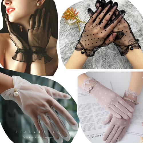 1pairs/2pcs 2021 New Summer Sun Protection Gloves Cotton Gloves for Women Dot Womens Thin Female Lace Drive Gloves Touch Screen