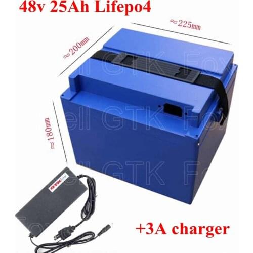 Portable 48v 25Ah Lifepo4 battery pack with bms Lithium iron battery 25ah 48v Electric Bike scooter motor battery+3A charger