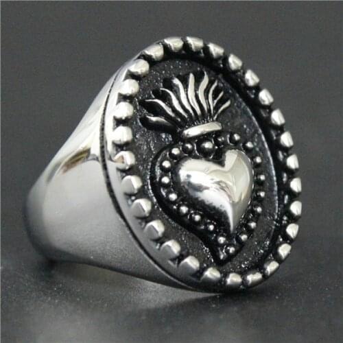 Drop Ship Size 7~13 The Torch Ring 316L Stainless Steel Jewelry Fashion Royal Heart Crown Ring