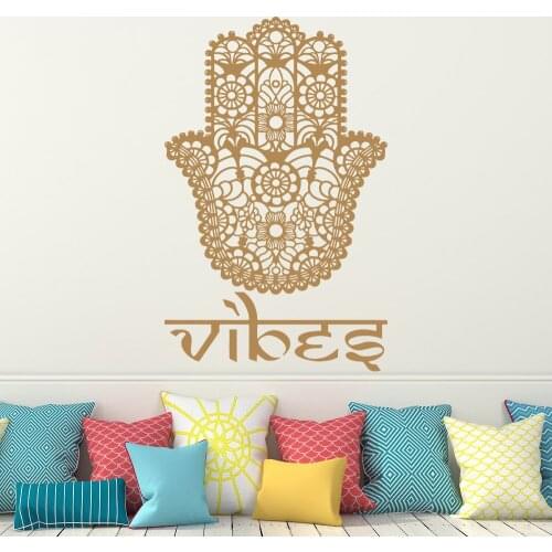 Religious Hamsa Wall Decal Home Room Decor Vibes Hamsa Hand Decor Sticker Indian Buddha Fatima Vinyl de parede adesivo NY-222