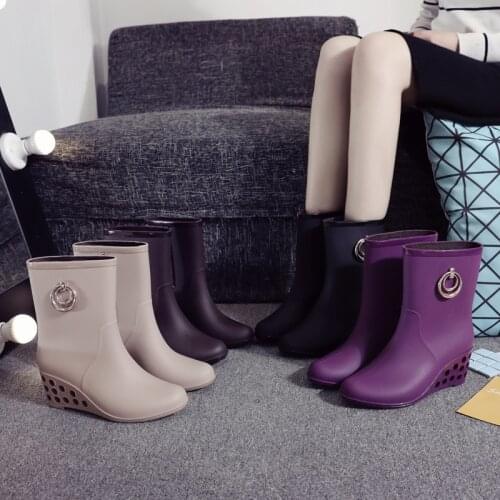 Aleafalling Girls Rain Boots Thicken Cover Waterproof Shoes Women Anti-skip Garden Kitchen Labor Shoes Fashion Rain Shoes