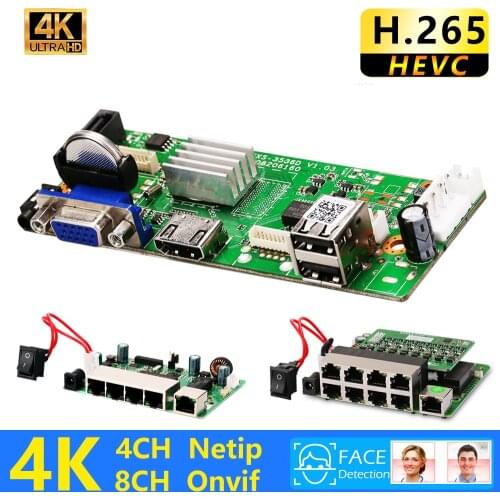 XMeye 4ch 8ch 5MP POE NVR Face Recognition H.265+ Onvif Network Video Recorder 1 HDD 24/7 Recording IP Camera Onvif P2P System