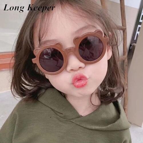 New Cartoon Lovely Kids Sunglasses Bear Shape Frame Girls Children Sun Glasses Round Street Beat Baby Boy Eyeglasses Cute Shades