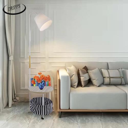 Modern iron lacquered fabric floor lamp living room study bedside table adjustable E27 LED 220V mobile coffee table small table