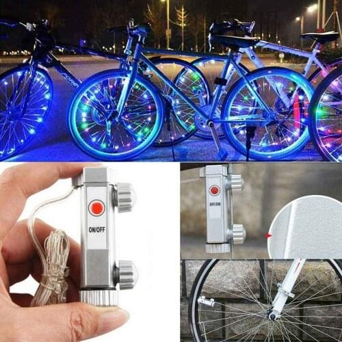 20 LED Bicycle Bike Cycling Rim Wheel Lights On Off Flash Spoke Light String US