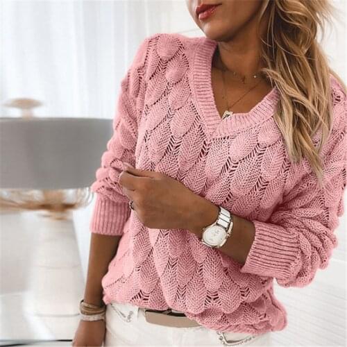 Sweater Women Autumn Winter Knitted Hollow Out Pullover Feather Fashion Solid Office Casual Long Sleeve Knitwear Sueter De Mujer