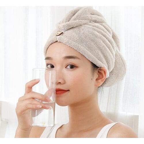 Thick coral fleece dry hair cap women super absorbent and quick-drying towel wrap turban microfiber shower cap