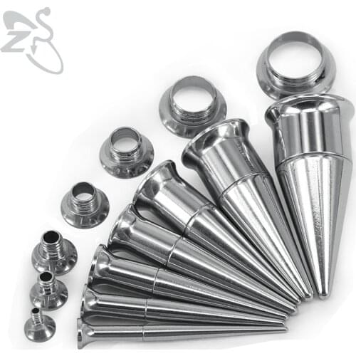 Trendy Double Flared Ear Plug Tunnel Stainless Steel Screwed Ear Tapers Stretching Kits and Tunnel Ear Gauges Piercing Jewelry