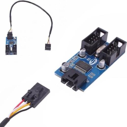 Motherboard USB 9Pin Multiplier Splitter Gadget 1 To 2 Female Extension Splitter Cable Securely Fixed To The Motherboard Convert