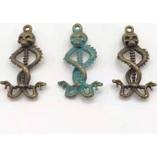 Vintage 6 pcs ghost head charms alloy snake Pendants fit DIY handmade necklace earring bracelet charms Jewelry Making