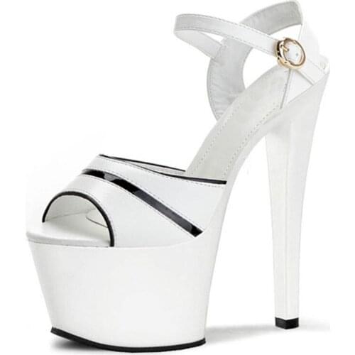 Borde color block Stiletto Heels 17cm platform pole dancing Model Shoes womens sexy crystal high heels