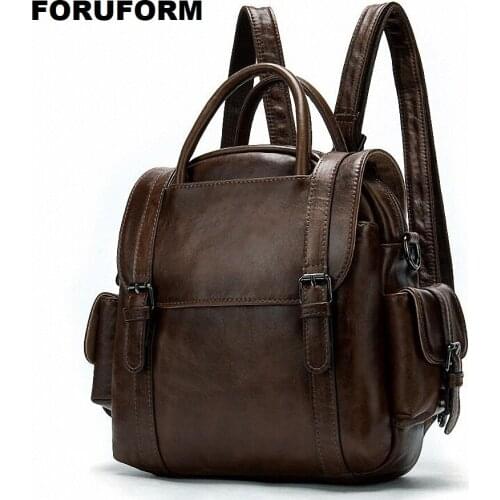 Women Backpack Men Laptop Backpacks For Teenager Male Preppy Style Schoolbag Casual Travel Backpack waterproof Leather LI-2441