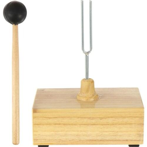 1 Set Tuning Fork and Mallet Steel Tuning Fork with Box Rubber Striker Mallet
