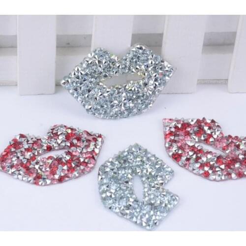 10pcs Sparkling Rhinestone LIP Pattern Clothes Patches Fashion Sequined DIY Appliques Bling Iron-on Patches