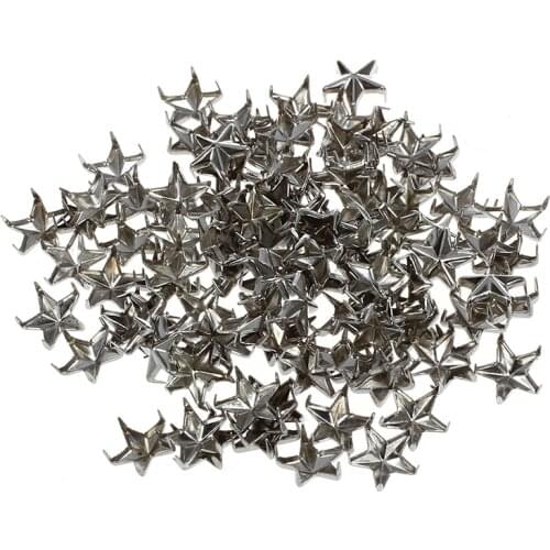 100pcs Silver Star Studs Nailheads 9mm Silver star shaped studs with two prongs Can be used for decoration on your DIY bags