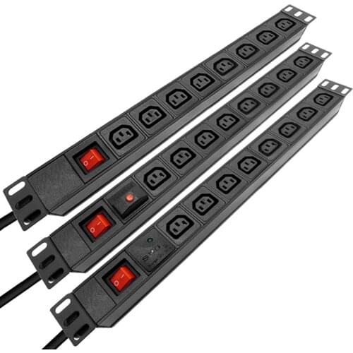 PDU Network Cabinet Rack 6 Unit IEC C13 Female Socket Outlet Switch Lightning Protection Power Strip Distribution Outlet