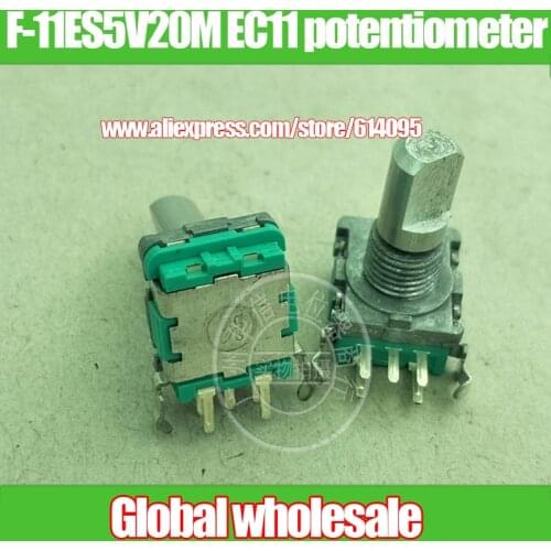 5pcs F-11ES5V20M EC11 horizontal single with switch potentiometer / no step / handle 15MMF