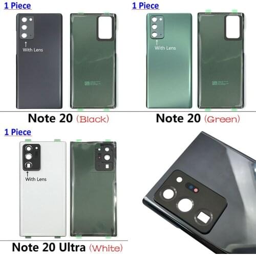 5PCS For Samsung Galaxy Note 20 / Note 20 Ultra Back Case Battery Cover With Camera Glass Lens Housing Cover Door Replacement
