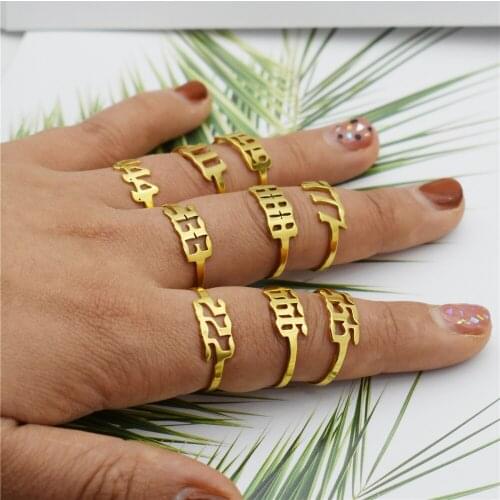 Wholesale 9pcs/set Engagement Gifts Adjustable 444 Rings For Women Jewelry Stainless Steel Angel Number Ring Bague Femme 2020