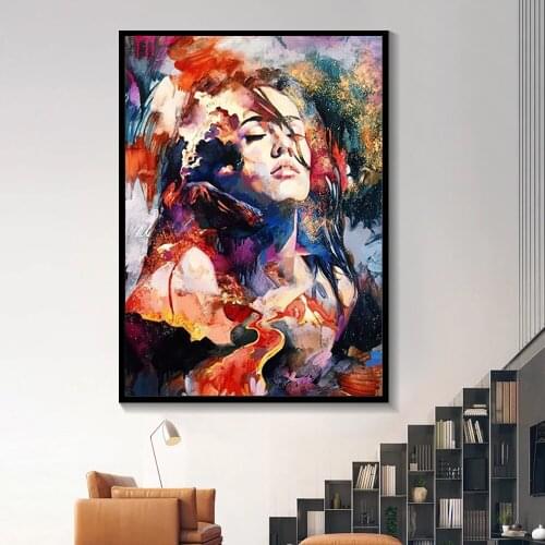 Abstract Modern Graffiti Art Wall Pictures Woman Portrait Canvas Oil Painting On Canvas Graffiti Street For Living Room Cuadros