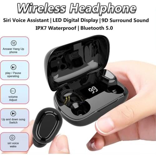 Bluetooth 5.1 TWS Wireless Headphones Sports Earphone Noise Cancelling Headset Stereo Sound Music In-ear Earbuds For Android IOS