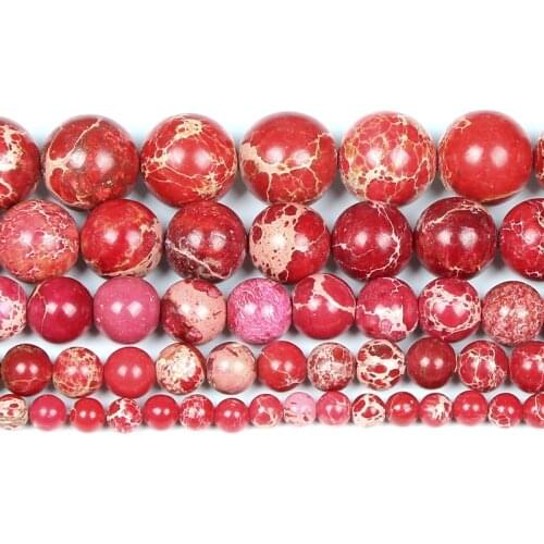 Natural Stone Bright Red Emperor Stone Beads Round Loose Beads For Jewelry Making DIY Bracelet 4/6/8/10/12 MM