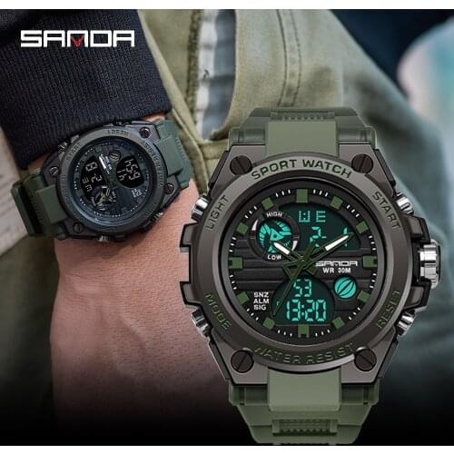 SANDA Brand G Style Men Digital Watch Shock Military Sports Watches Fashion Waterproof Electronic Wristwatch Mens 2020 Relogios