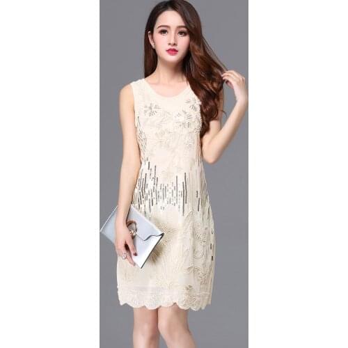 Women Cheap Beaded Sequin Embroidery Sleeveless Plus Size Lady Holiday 1920s Gatsby Summer Cocktail Party Dresses