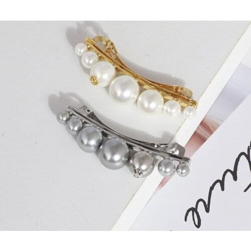 Elegant temperament lady style gradient pearl micro-standard hair clip