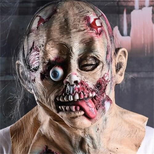 Halloween Masks Ghost Festival Horror Headgear Haunted Room Decoration Secret Room Broken Eyeballs Long Tongue Scary Props