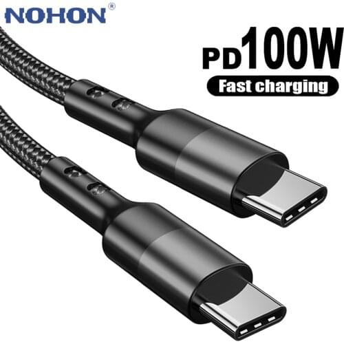 PD 100W USB C To USBC Type-C Cable For Samsung S20 Xiaomi Tablet MacBook iPad 2m Wire Data Charger Quick Charge QC 3.0 4.0 Cord