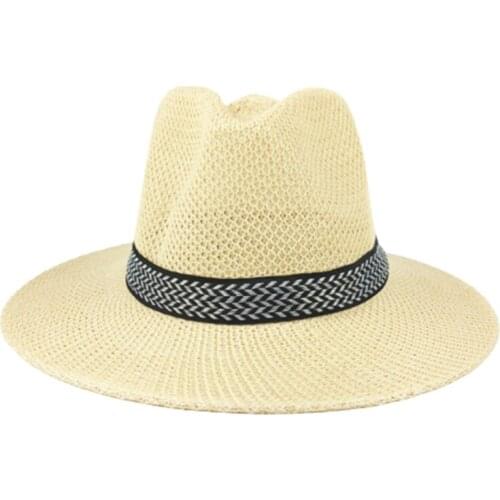 Korean summer beach men straw hat vintage sun hat Panama cool Jazz hat male sunscreen shade hat sun visor cap wholesale