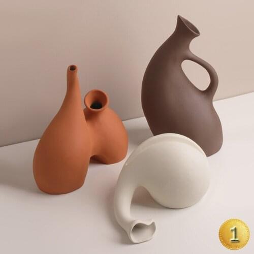 Creative Special-shaped Ceramic Vase Living Room Decoration Home Office Decor Furnishing Nordic Vases Hotel Design Flower Pot