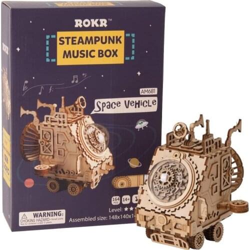 Creative DIY 3D wooden puzzles mechanical craft Wooden Spaceship Model Building Block Kits Assembly Toy Gift for Children Adult