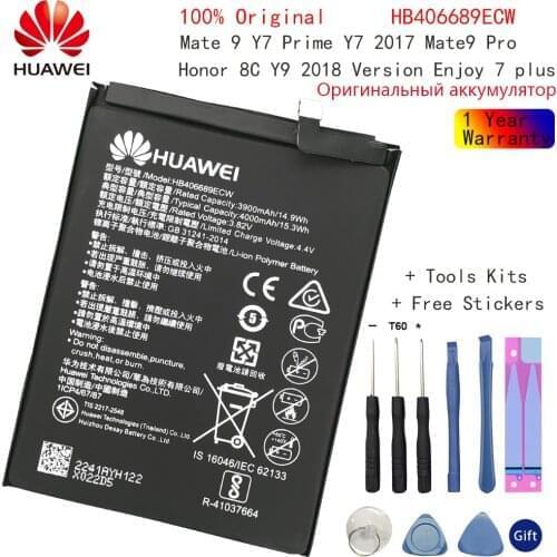 Hua Wei Original Battery HB406689ECW For Huawei Enjoy 7 Plus TRT-L53 TRT-L21A TRT-AL00 TL10A Y7 TRT-LX1 LX2 L23 4000mAh