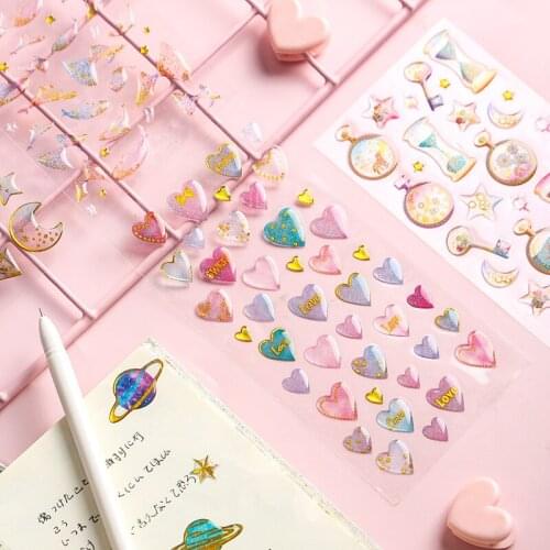 Cartoon Cat Crystal Glue Sticker Album Diary diy three-dimensional Transparent Decoration Stationery Sticker School Suppl