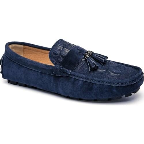 Mens Genuine Leather All-match Korean Beanie Shoes Plus Size 45 46 for Mens Casual Shoes Fashion Loafers Man